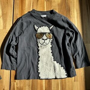Hanna Andersson Appliqué Llama Animal Long Sleeve 3T (90cm)